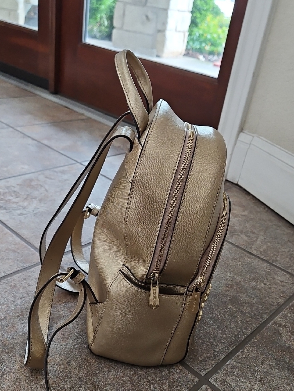 Michael Kors Abbey Medium Logo And Pebbled Women's Backpack - Picture 9 of 10